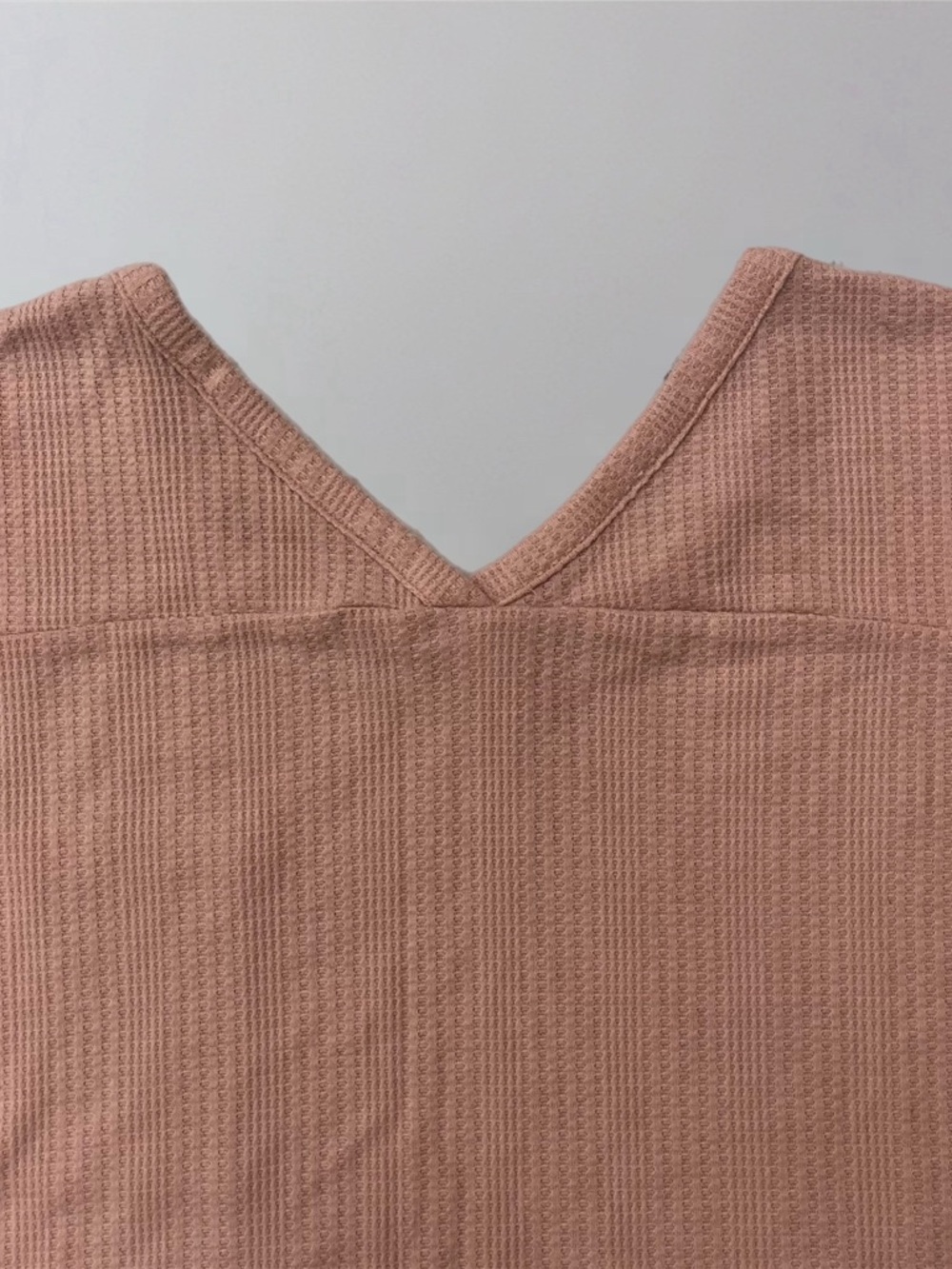 👚 Pink Rose Short Sleeve Waffle Knit Top w/ Pocket~Women’s Large~Dusty Pink - Picture 5 of 9